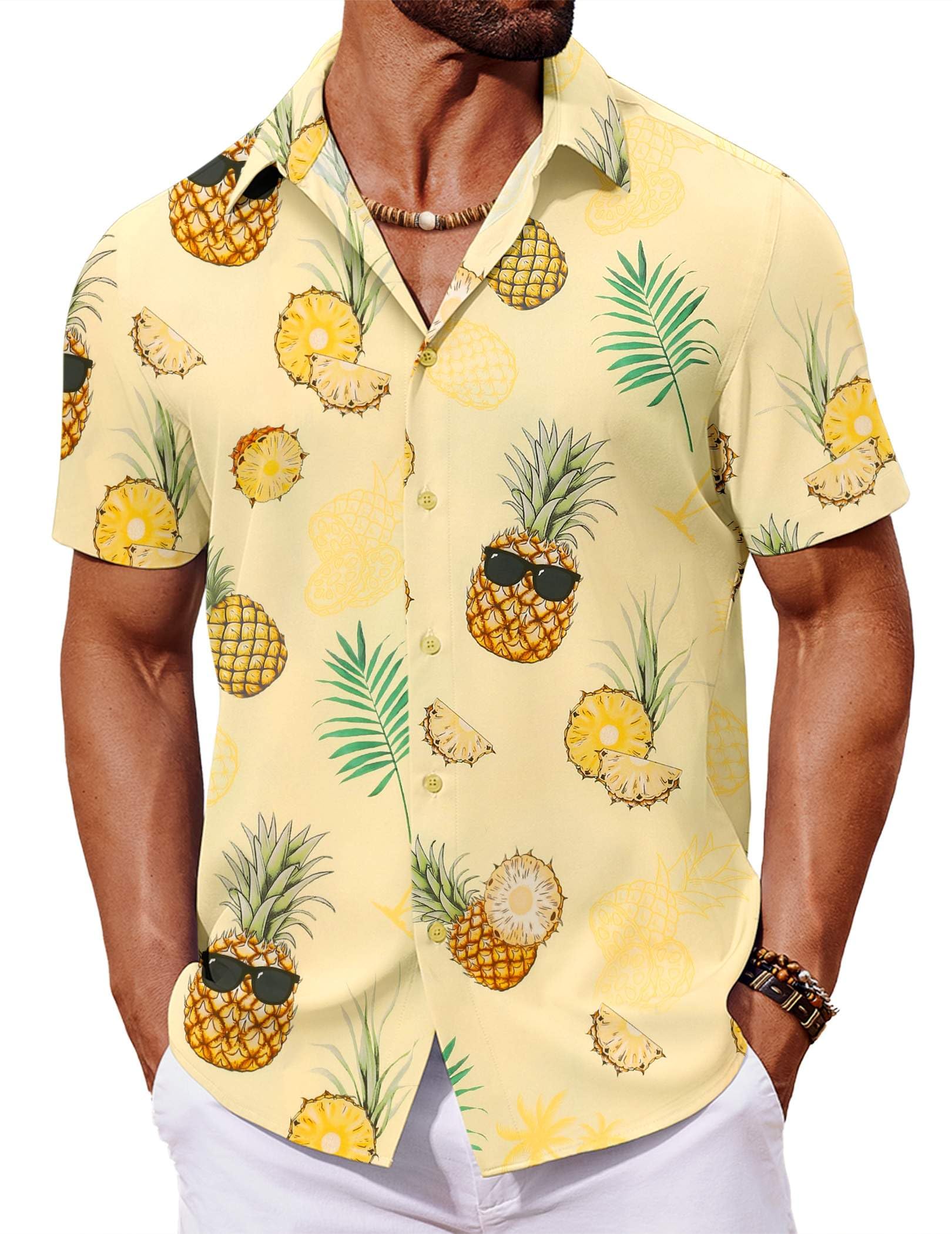 COOFANDY Mens Hawaiian Shirt Short Sleeve Button Down Shirts Tropical Floral Sum