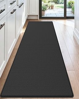 DEXI Kitchen Floor Mats Cushioned Anti Fatigue, 17x59 Standing Runner Rug | Black Waterproof, Soft Comfort, Memory Foam Antifatigue Padded Mats for Desk Office, Sink, Laundry