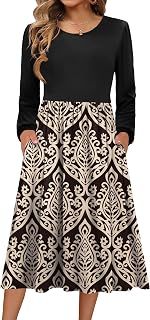 Zeagoo Long Sleeve Dresses for Women 2026 Fall Winter Casual Flowy A-Line Boho Midi Party Long Dress with Pockets