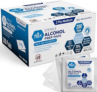 MED PRIDE Sterile Alcohol Prep Pads, 70% Isopropyl, 2-Ply, 200-Count Pack