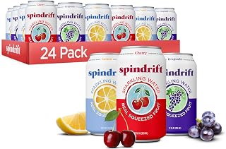 Spindrift Sparkling Water, Americana 3 Flavor Variety Pack, Made with Real Squeezed Fruit, 12 Fl Oz Cans, Pack of 24