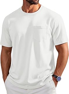 Cotrasen Mens T-Shirts Cotton Short Sleeve Crew Neck Pocket Tee Shirt