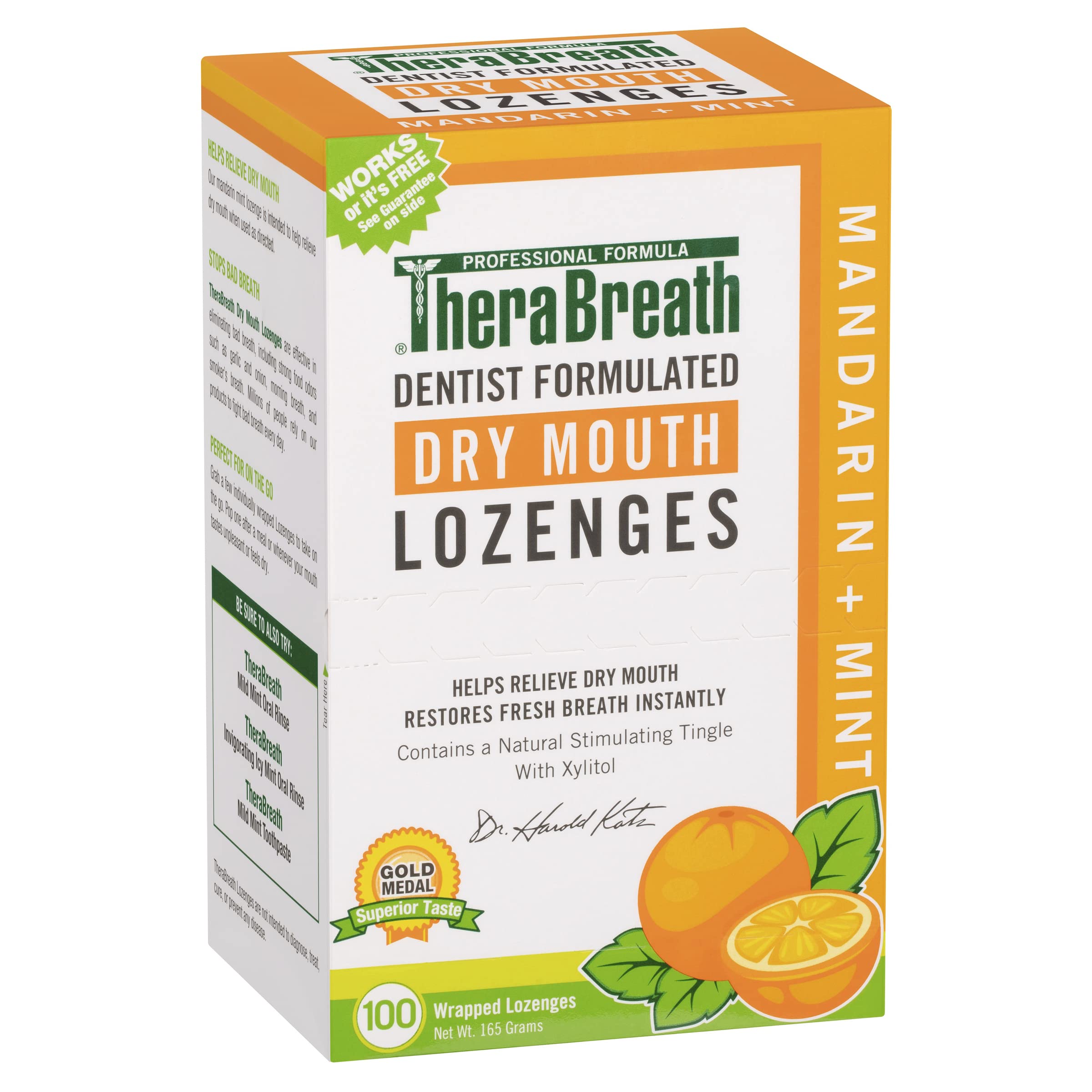 TheraBreath Dentist Recommended Dry Mouth Lozenges, Sugar Free, Mandarin Mint Fl