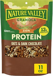 Nature Valley Oats & Dark Chocolate Protein Granola, 11 oz | 13g Protein & 30g Whole Grain per Serving, Good Source of Fiber, No Artificial Flavors or Colors