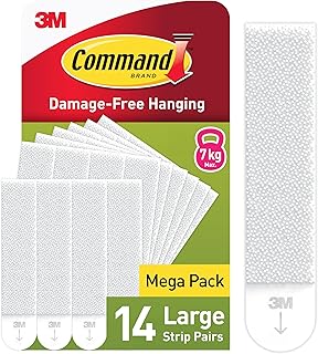 Command Picture Hanging Strips, Large, 14 Pairs (28 Adhesive Strips) | Value Pack, Damage Free Hangers, White, for Pictures Frames, Mirrors & Wall Décor, No Tools Required, Holds up to 7 kg