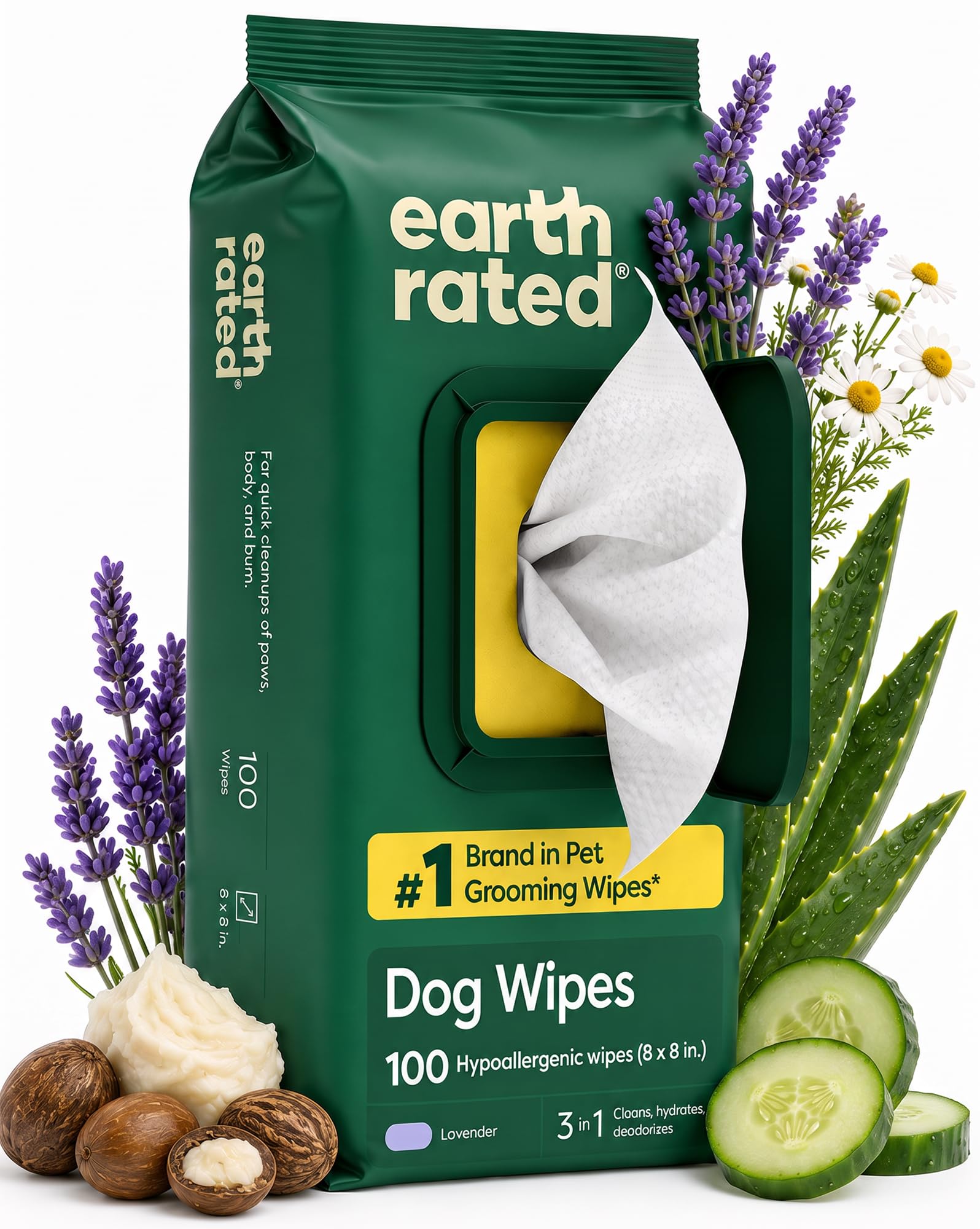 Earth Rated Hypoallergenic Dog Wipes for Cleaning and Eliminating Odors from Paw