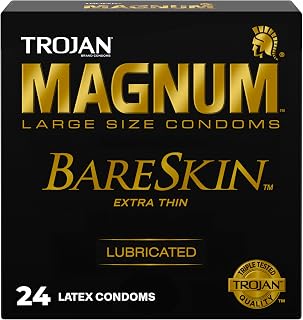 Trojan Magnum BareSkin Large Condoms for Men, 24 Count | Premium Large Condoms, Comfortable and Smooth, Lubricated, America's Number One Condom, Value Pack