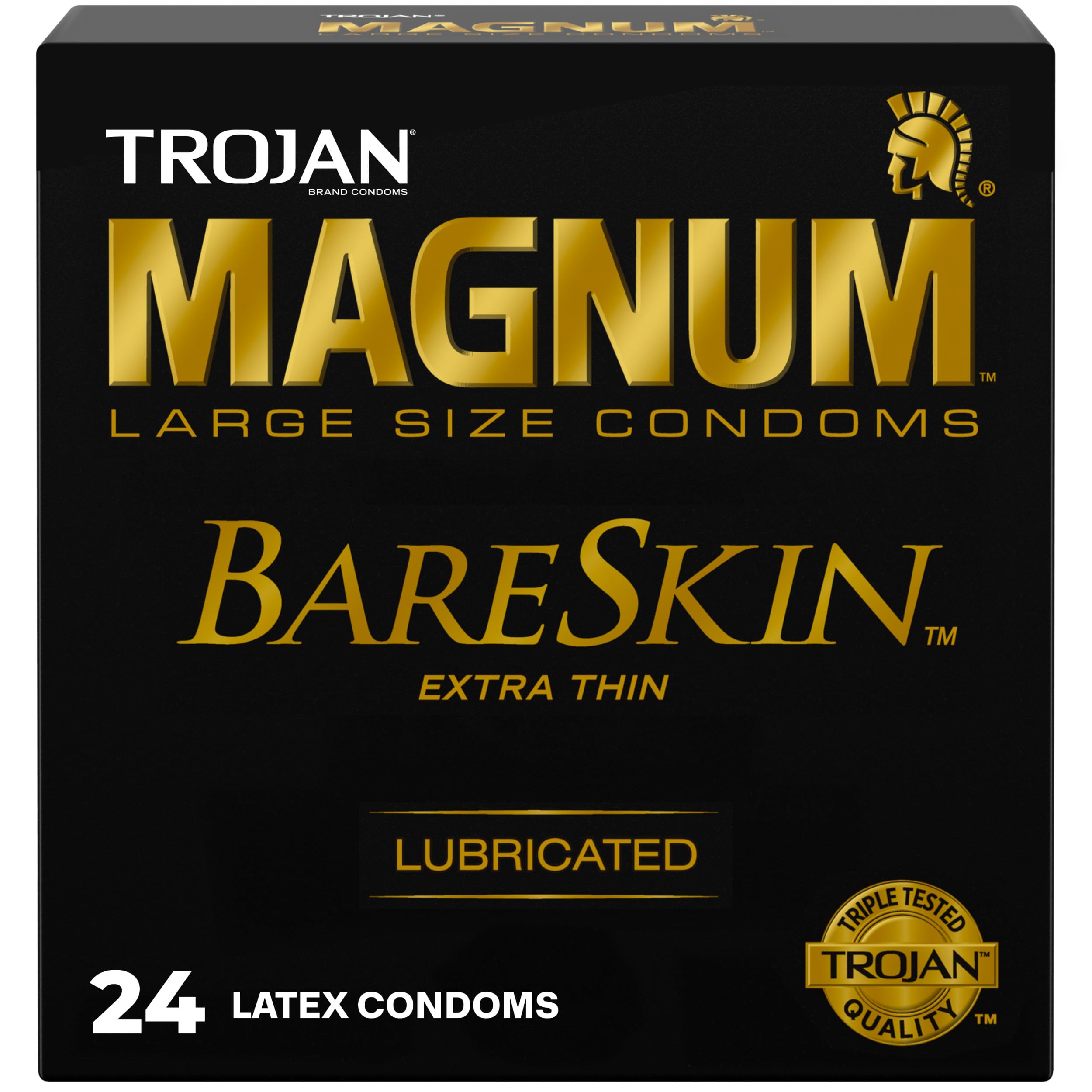 Trojan Magnum BareSkin Large Condoms for Men, 24 Count | Premium Large Condoms, 