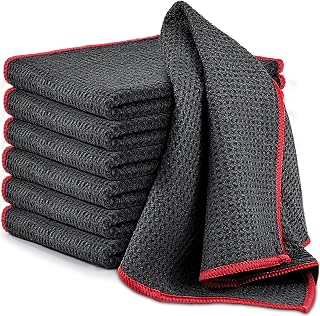 Airlab 6X Waffle Pattern Glass Cloths for Windows, Coffee Microfibre Towels