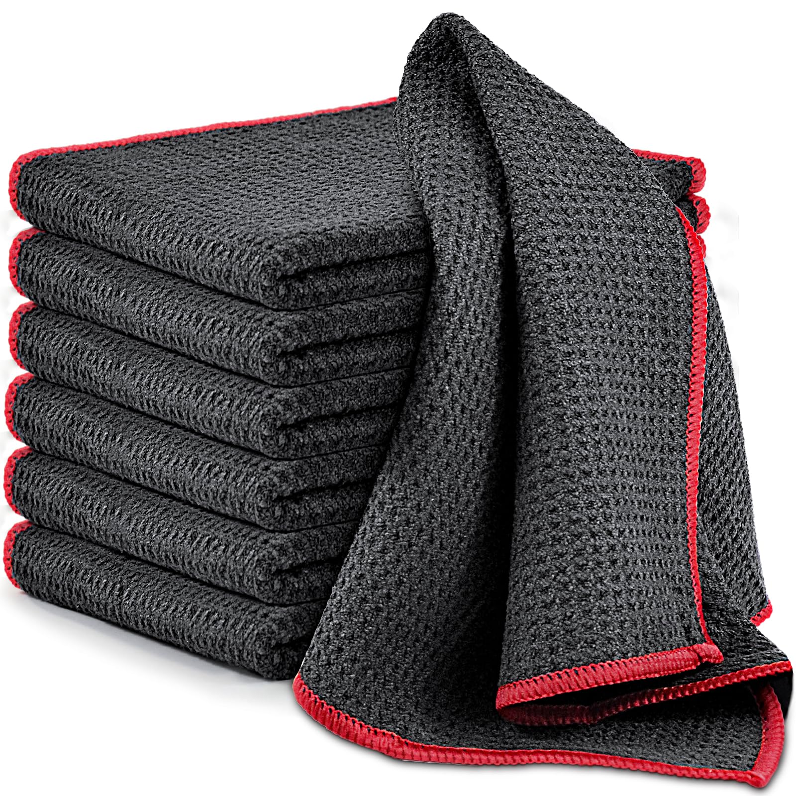 Airlab 6X Waffle Pattern Glass Cloths for Windows, Coffee Microfibre Towels