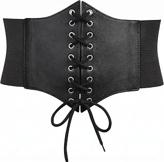 JasGood - Women's lace up corset, elastic and wide, ideal for Halloween parties and other events