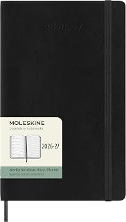 Moleskine Weekly Planner 2026 2027-18-Month Planner with Space for Notes, Soft Cover and Elastic Closure, Black Color, Large Size 13 x 21 cm