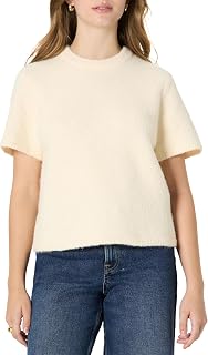 Amazon Essentials Women's Loose Fit Faux Mohair Short Sleeve Pullover