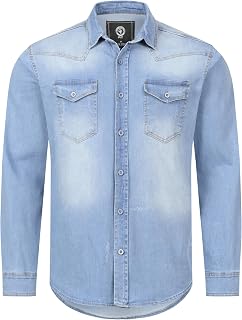 Rock Creek Men's Denim Shirt, Regular Fit, Long Sleeve, Denim Blue, S-XXL