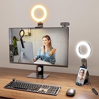 Evershop Ring Light for Laptop Desk Clip On,Small Computer Video Conference Lighting with Stand for Phone/Webcam/Monitor,5" Portable Mini LED Selfie Light Desktop for Zoom Meeting/Video Call/Recording