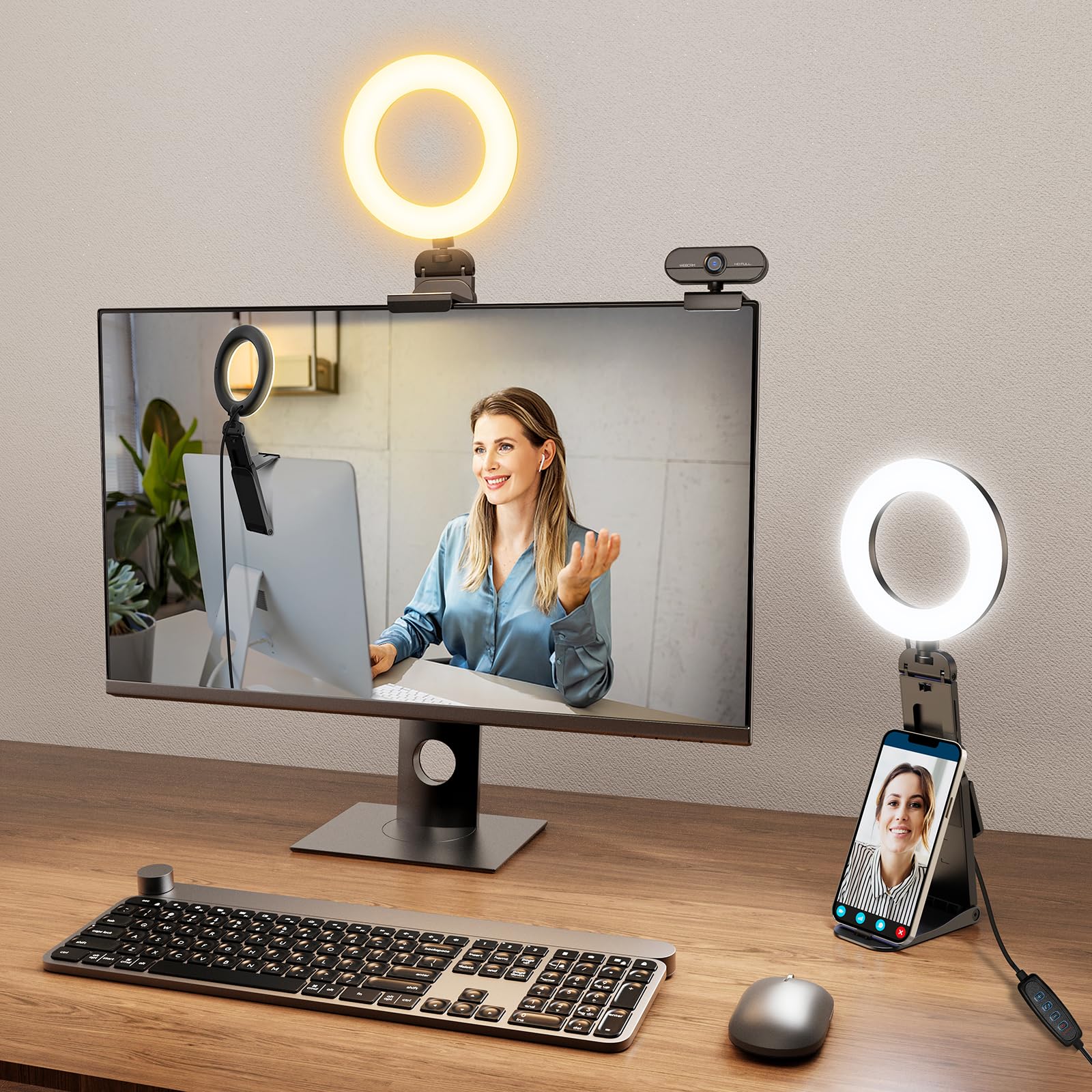 Evershop Ring Light for Laptop Desk Clip On,Small Computer Video Conference Ligh