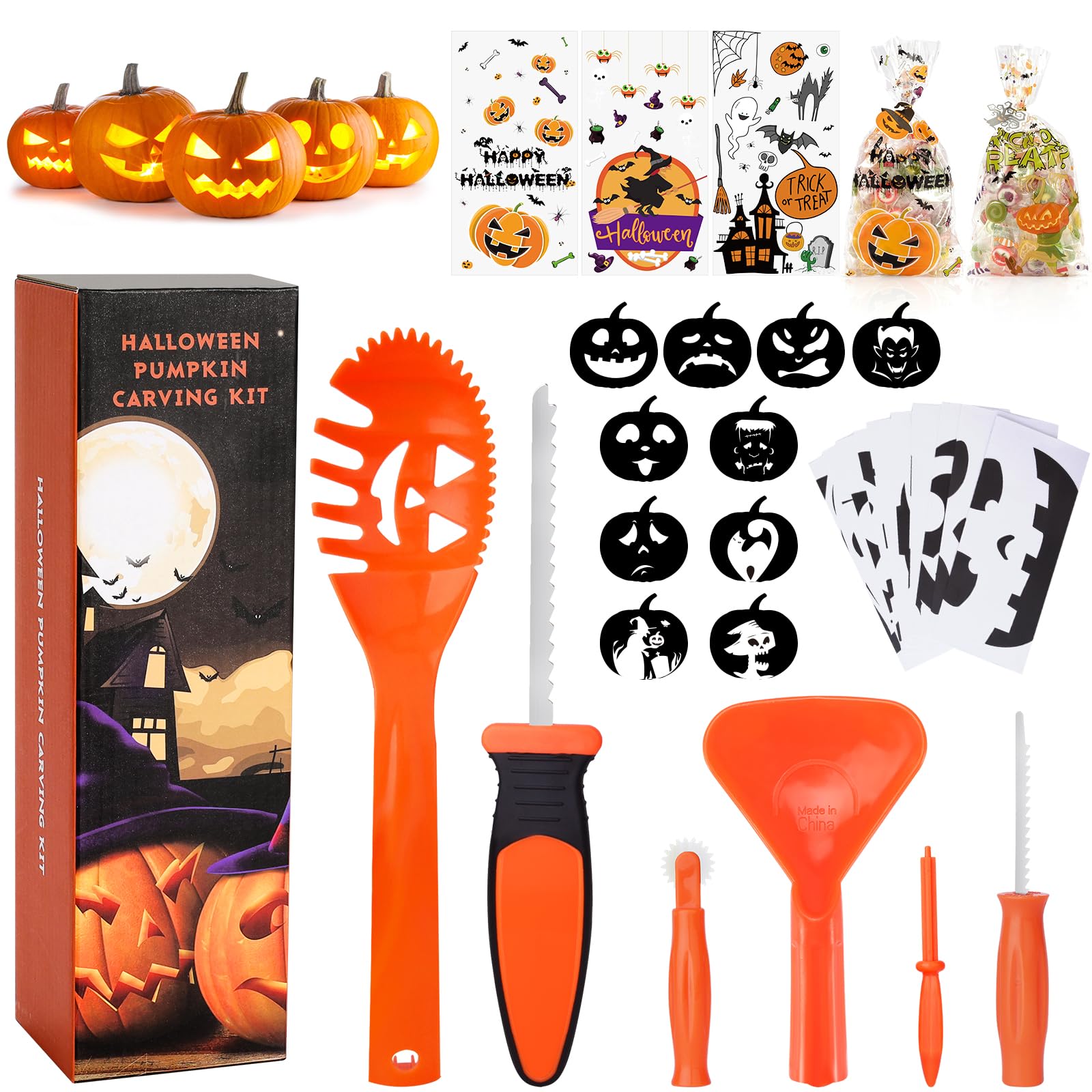 SKINOSM Pumpkin Carving Kit for Kids, 6 Easy Halloween Pumpkin Carving Tools Set