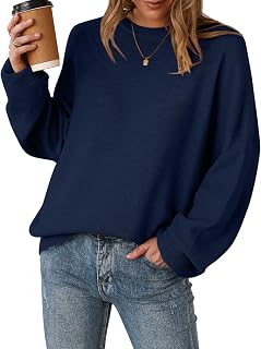 Arach&Cloz Women's Oversized Wool Blend Pullover for Autumn Winter Collection Round Neck Long Sleeve