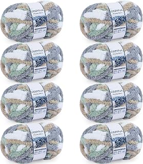 Cozyful Chunky Yarn for Hand Knitting - #10 Chunky Chenille Blanket Yarn, Jumbo Big Thick Chunky Yarns for Crocheting, Tie Dye Bulky Knit Yarns, 8 Skein (20 yds 8 oz Each Skein), Cream&Sage&Grey&Khaki