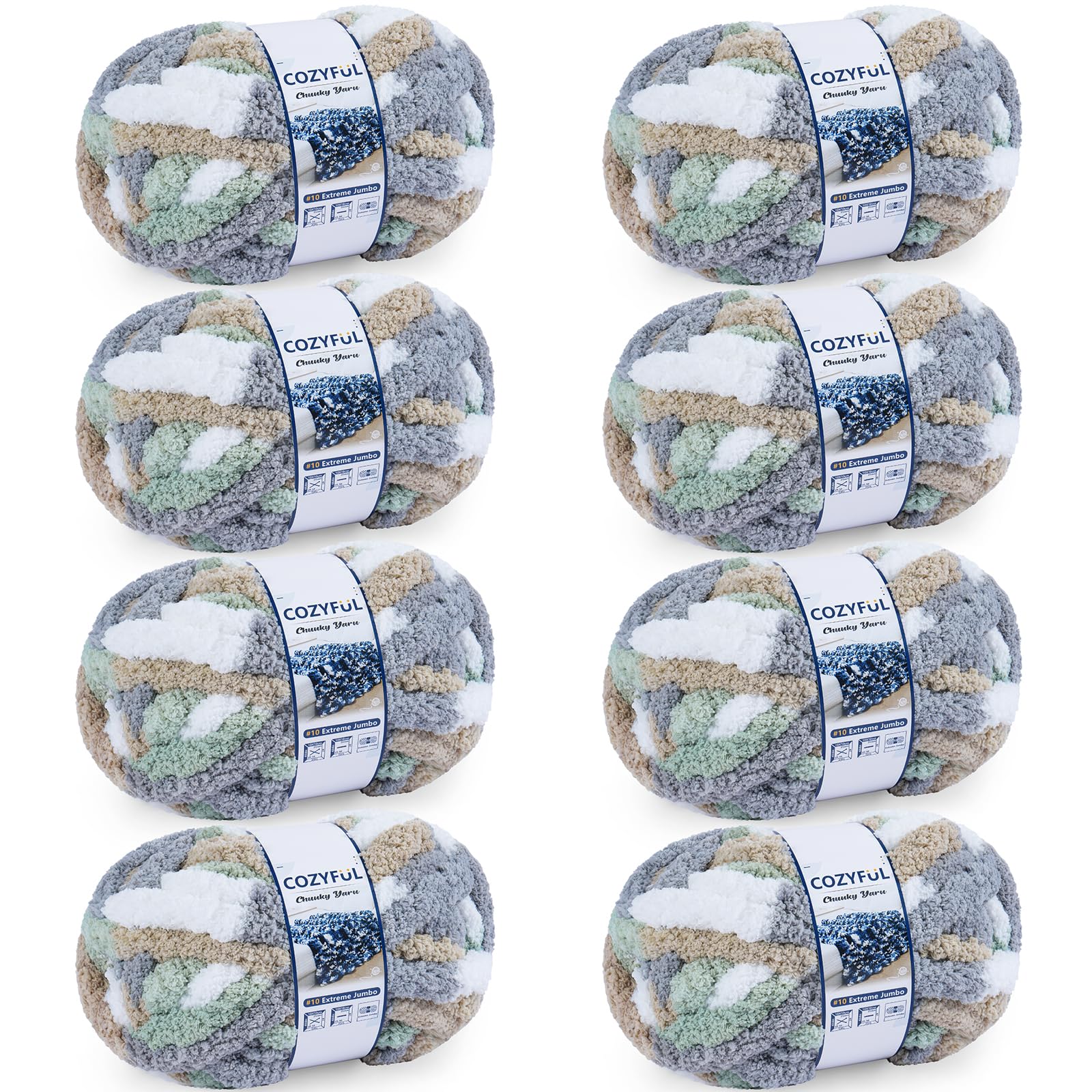 Cozyful Chunky Yarn for Hand Knitting - #10 Chunky Chenille Blanket Yarn, Jumbo 