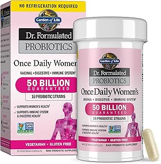 Garden of Life Dr. Formulated Once Daily Women's Probiotics, 50B CFU, 30ct | 50 Billion CFU & Organic Prebiotics – Vaginal Health, Digestive Support, Immune Support, Dairy Free