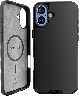 Smartish® - Gripmunk Compatible with MagSafe Case for iPhone 16 Plus, Slim Magnetic Case, Lightweight and Protective, Thin Grip with Microfiber Coating for Apple iPhone 16 Plus, Black