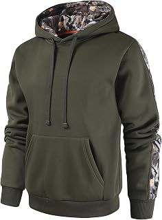 Leidowei Men's Camo Outfitter Fleece Hoodie Pullover Long Sleeve Casual Sweatshirt with Pocket