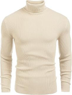 COOFANDY Men's Turtleneck Knit Sweater Casual Long Sleeve Slim Fit Sweater