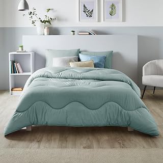 Night Lark Coverless Duvet Double 10.5 Tog - Linen Collection - Seagrass Green. Supersoft, Cosy and Lightweight Quilt. A Machine Washable, Hypoallergenic, Quick Drying All in One Reversible Comforter