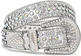 WHIPPY Women Western Rhinestones Belts Men Studded Belt for Jeans Bling Cowgirl Cowboy Waist Belt with Removable Buckle