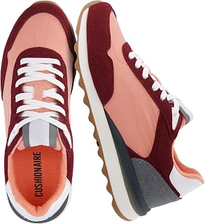 CUSHIONAIRE Kicks Fashion Sneakers for Women, Lightweight Non-Slip Lace Up Shoes with Memory Foam