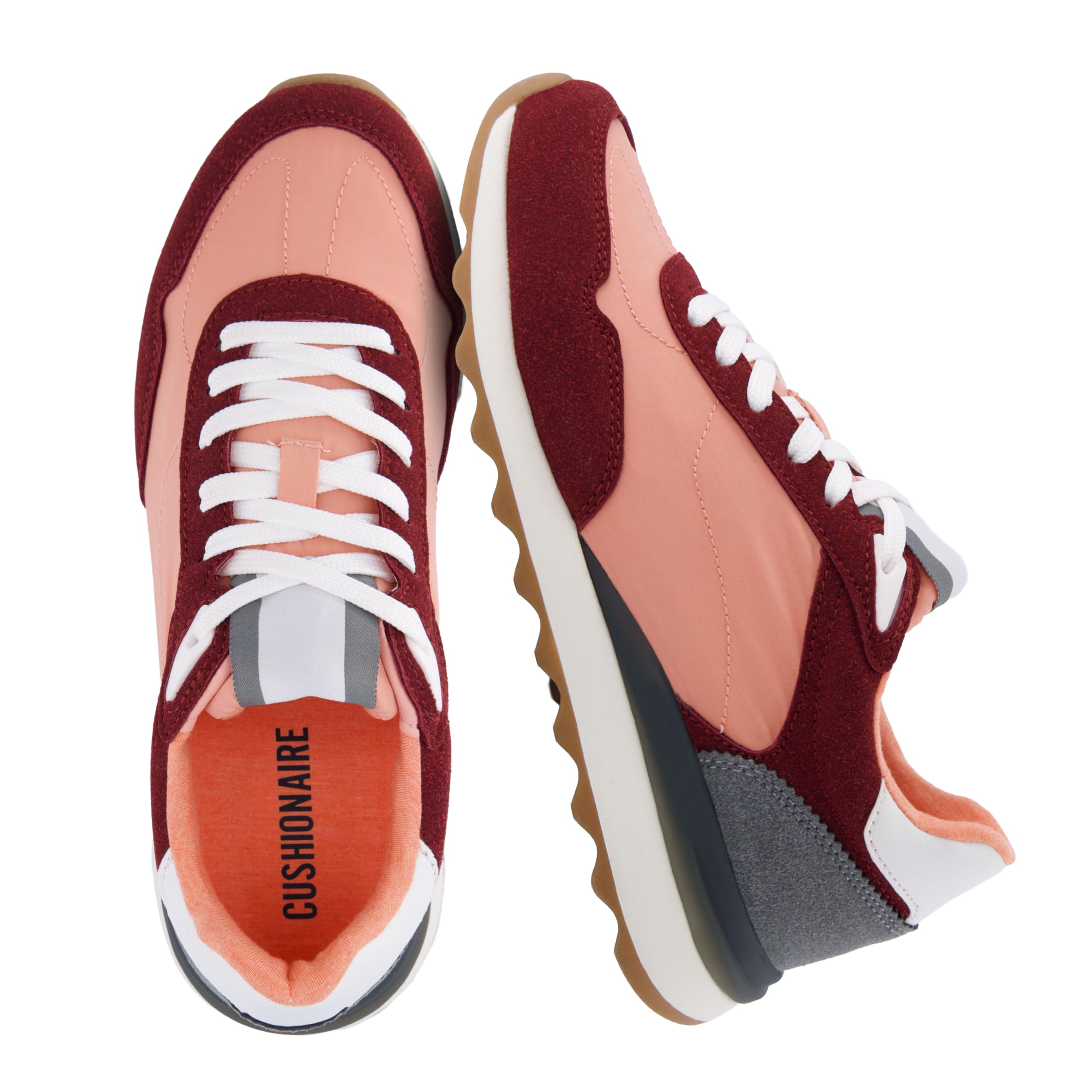 CUSHIONAIRE Kicks Fashion Sneakers for Women, Lightweight Non-Slip Lace Up Shoes