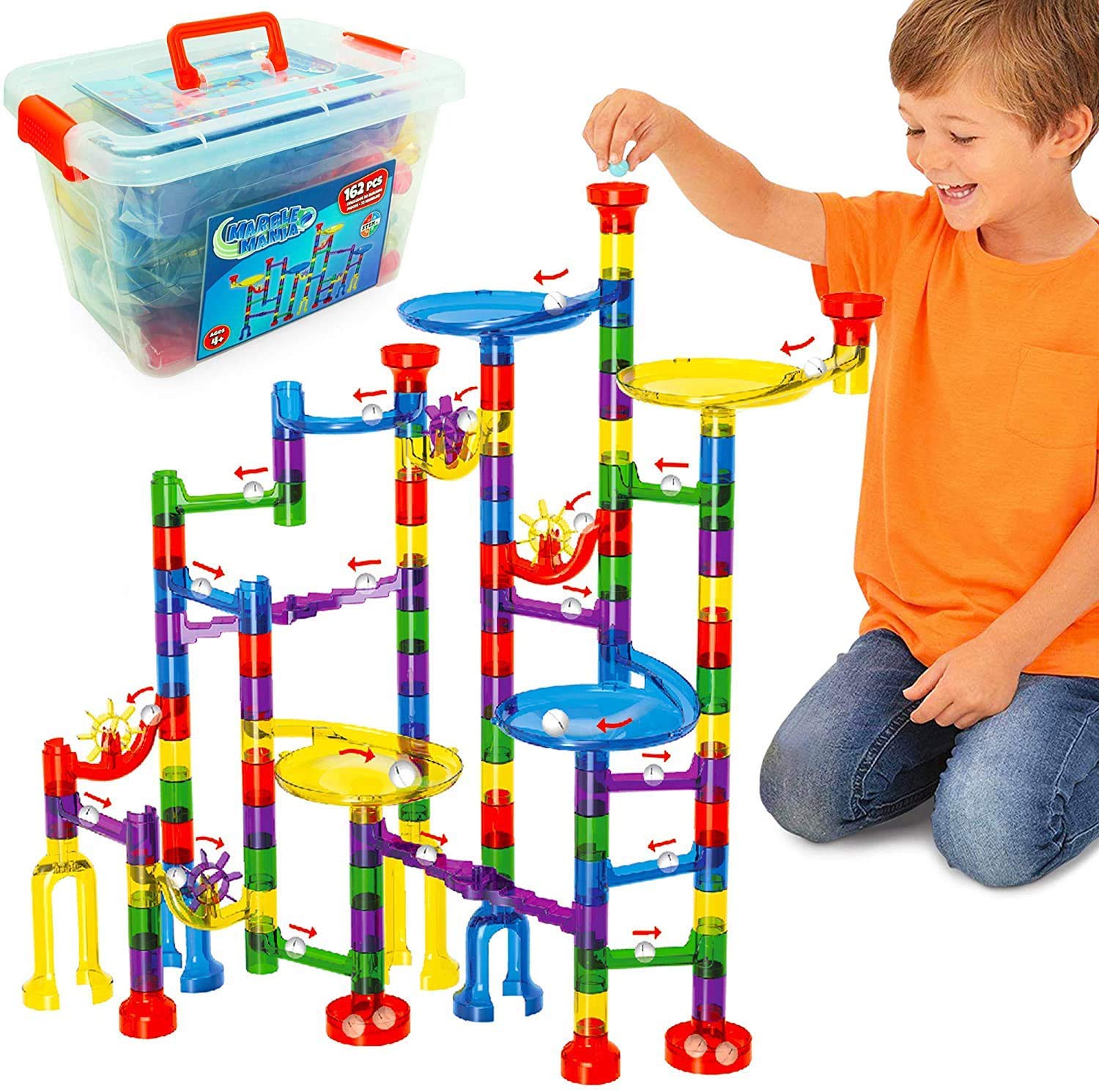 Marble Mania Marble Run - Marble Runs for Kids - 162 Piece Plus Storage Tub | Co