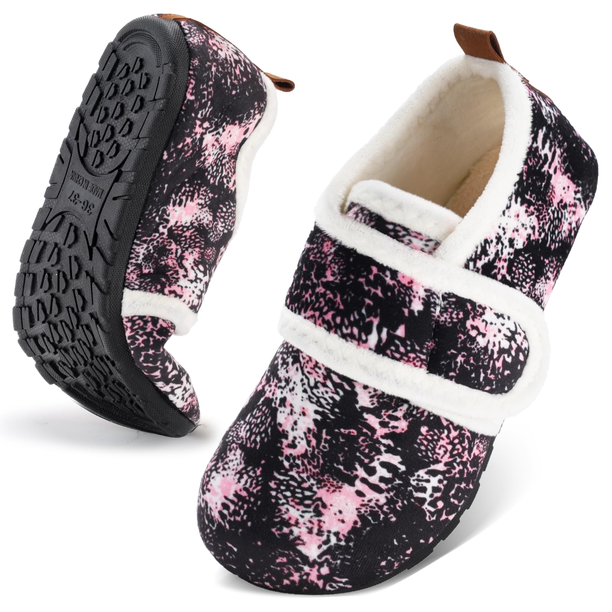 House Slippers for Women Men Slip on Indoor Barefoot Slippers Socks Cozy Fuzzy H