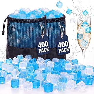 JueYiWFZH Reusable Ice Cubes, 800 Pack, Extra Large Bulk for Outdoor | Mega Bulk | Refreezable Plastic Ice for Ice Baths, Parties & Fishing Coolers, Instant Ice Packs for Injuries