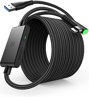 INIU 16ft VR Link Cable with Separate Charging Port, USB 3.0 to USB C Cable | USB 3.0 High Speed & Charging, Compatible for Virtual Reality Headset, Meta Quest 3S, Quest Pro, Pico 4, Steam VR, Gaming PC