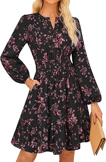 GRACE KARIN Women's V-Neck A-Line Knee Length Dress with Pockets
