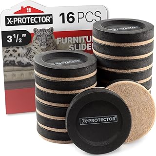 Felt Furniture Sliders for Hardwood Floors X-PROTECTOR 16 PCS 3 ½” | Unique Design Furniture Slider - Heavy-Duty Furniture Movers for Hard Surfaces - Felt Sliders - Move Your Furniture Easily!