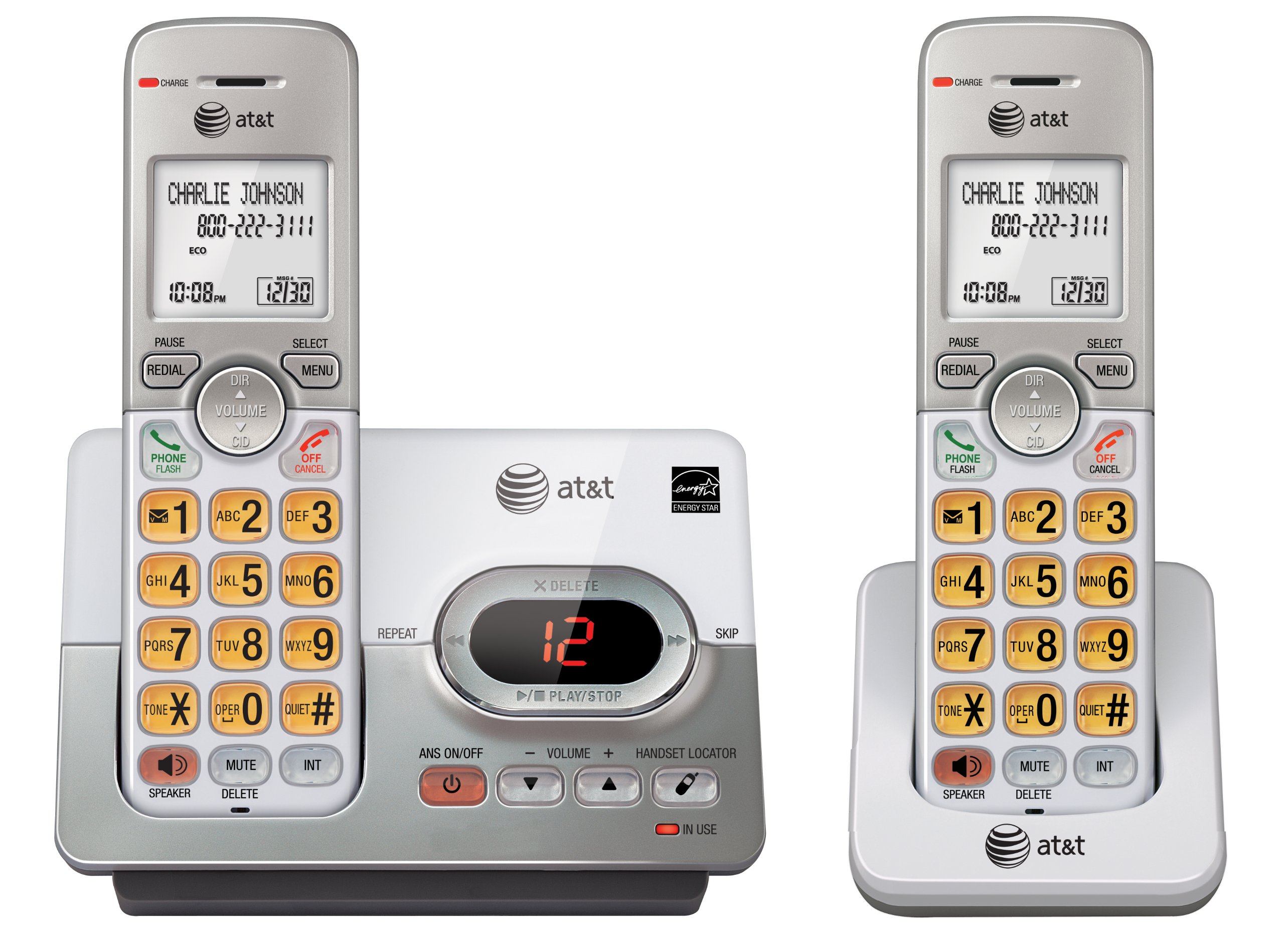 AT&T EL52203 2-Handsets Cordless Phone System with Answering System, Caller ID/C