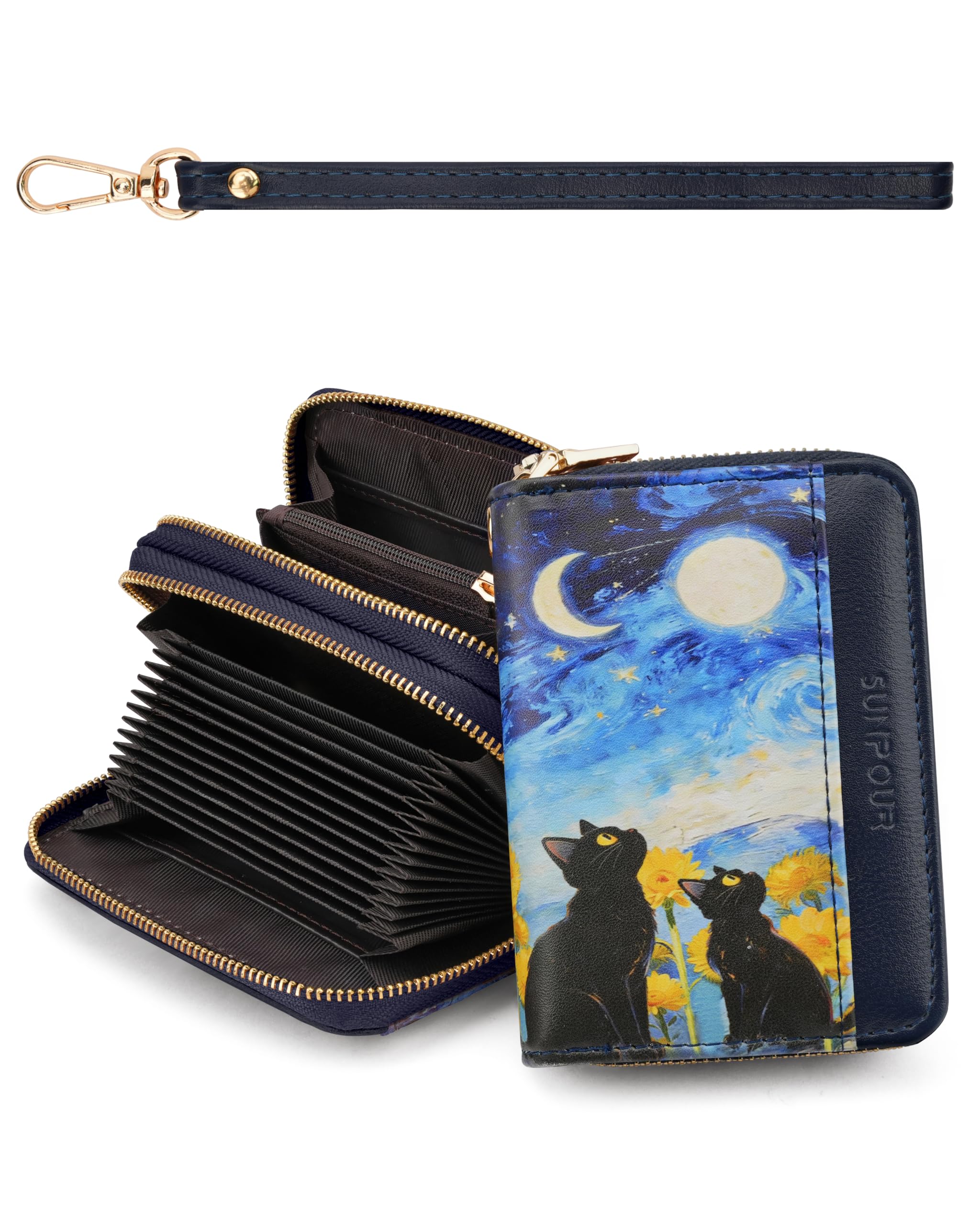 Porte-cartes de crédit pour femme, portefeuille accordéon avec