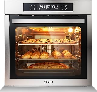 24” Single Wall Oven, 14 Functional Options, Air Fry Function | Touchscreen Control, High-Temperature Self-cleaning 24-Hour Timer, 240V, 3200W, 4-Layer Glass Panel