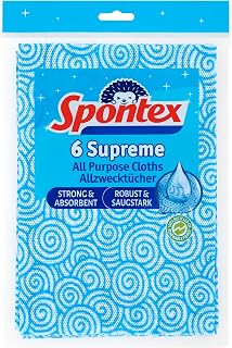 Spontex 6 Supreme All Purpose Cleaning Cloths | Strong & Absorbent | 30 x 50 cm