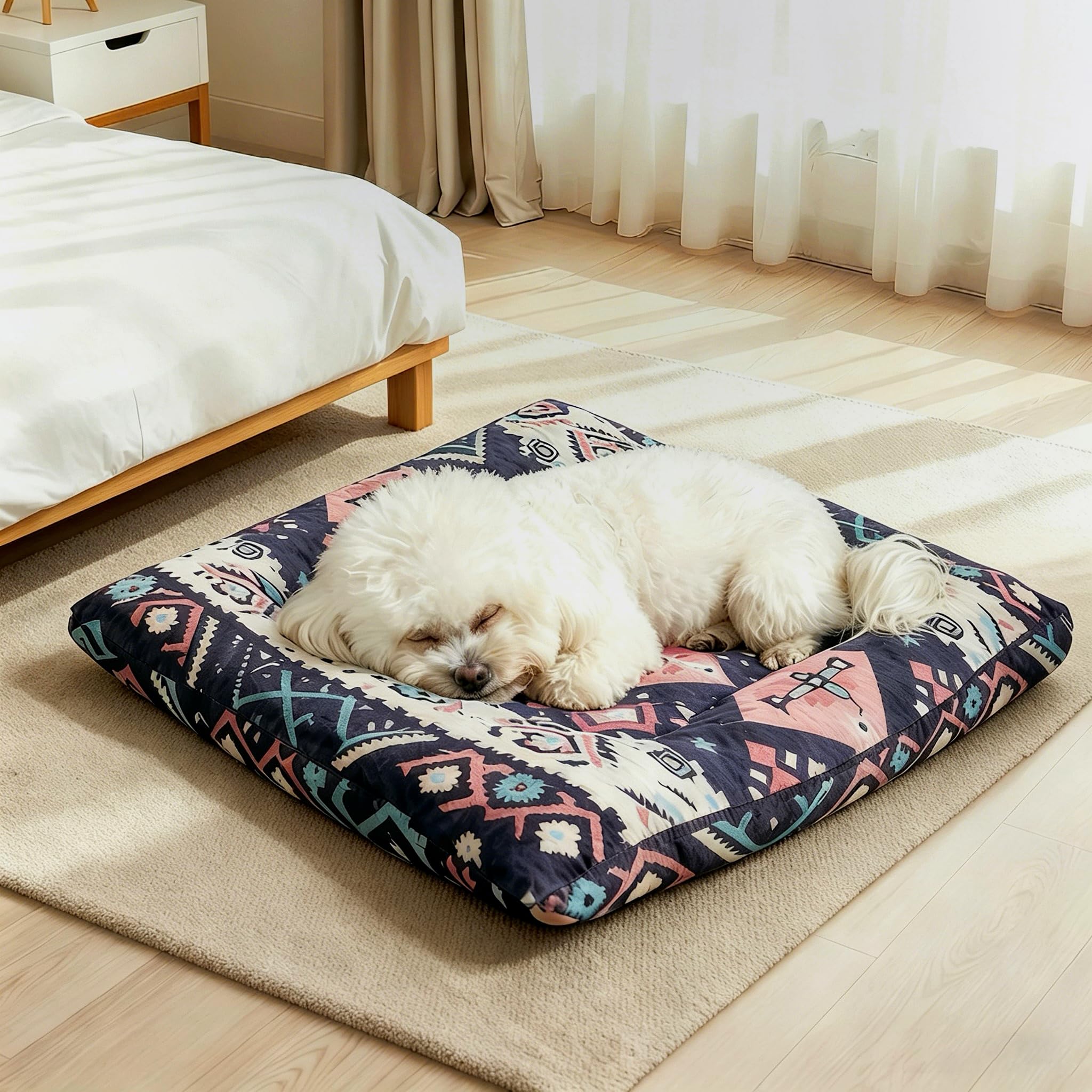 Dog Bed Mat, 85 x 56 x 6cm, Washable & Non-Slip Pet Crate Pad
