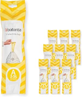 Brabantia PerfectFit Bin Liners Multipack (Size A/3 Litre) Thick Plastic Trash Bags with Tie Tape Drawstring Handles (200 Bags)
