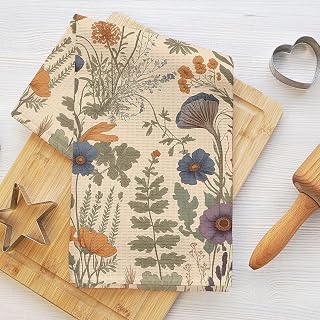 Botanical Kitchen Towels 24 x 14 Inches Retro Waffle Weave Flower Butterfly Hand Towels for Home Kitchen Decor Absorbent Microfiber Dish Cloth Tea Towel
