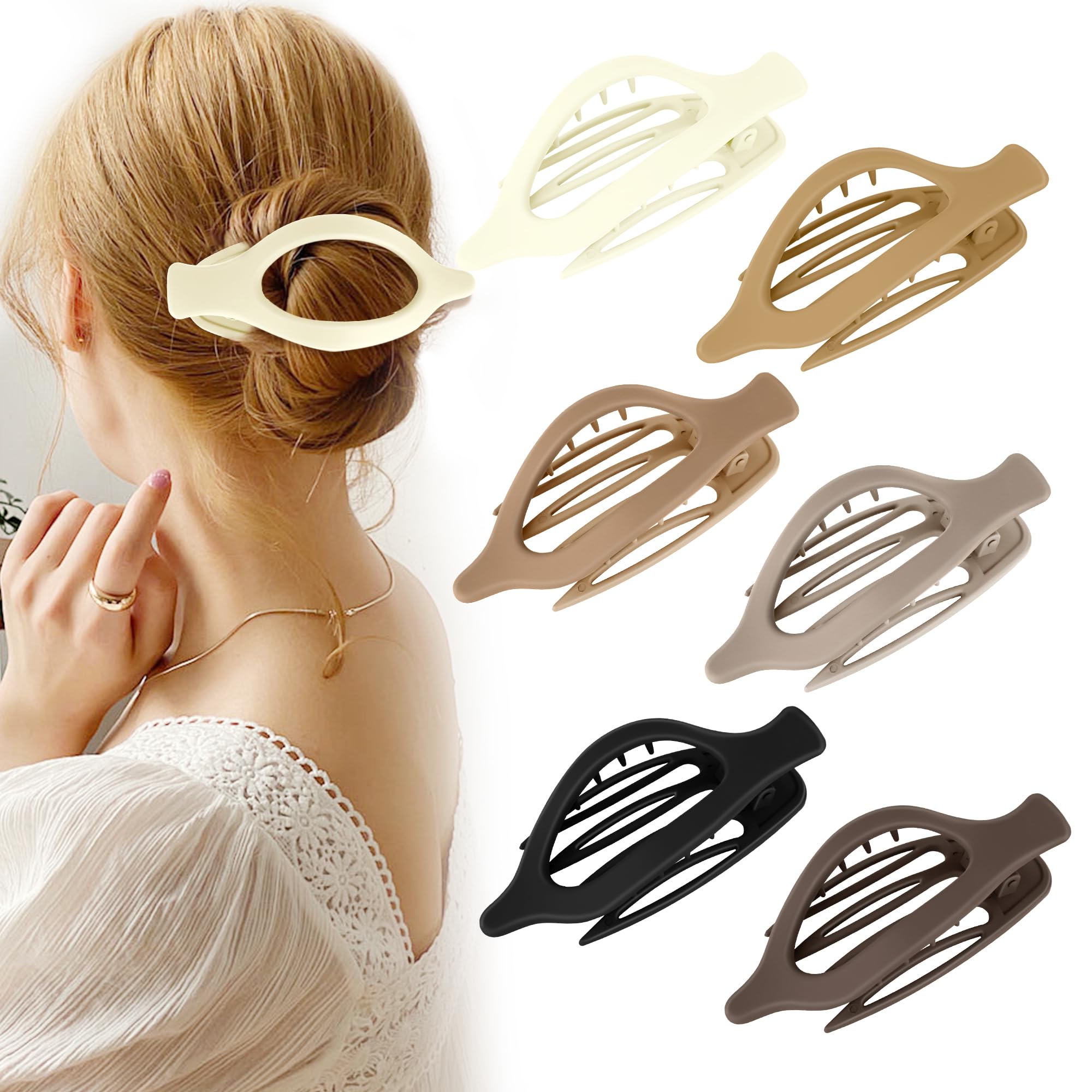 French Concord Hair Clips - 6 Pcs Side Slide Volume Large Flat Hair Clips for Wo