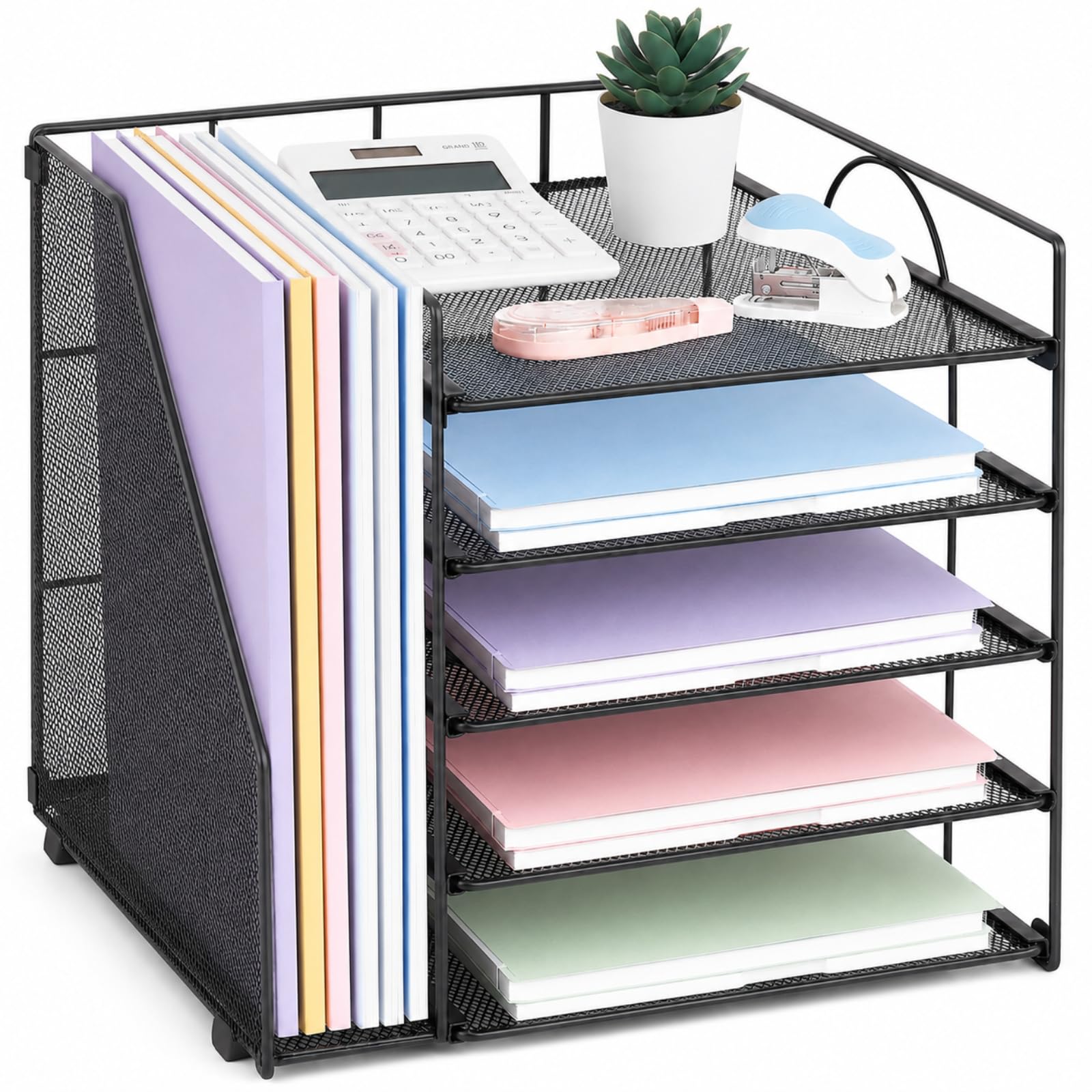 LEKETREE Desk Organizers and Accessories, 5-Tier Paper Letter Tray Organizer wit