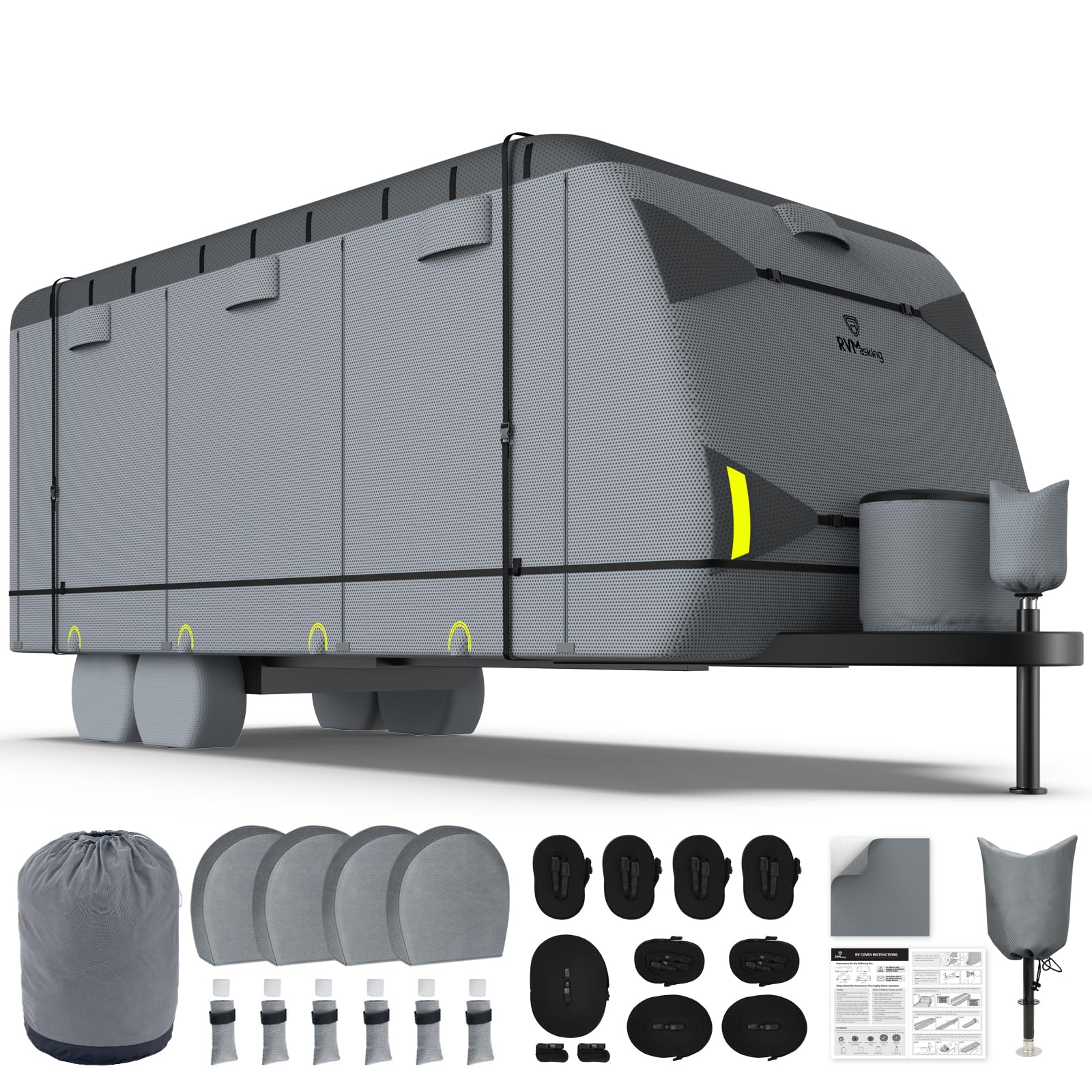 RVMasking Travel Trailer RV Cover, 9-Layer Heavy Duty Waterproof,28-31ft | Dark 