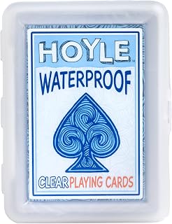 Hoyle Waterproof Clear Plastic Playing Cards 1 Deck Outdoor Pool | Flexible plastic resists bending and tearing, Rinse clean after use, Perfect for camping and beach games