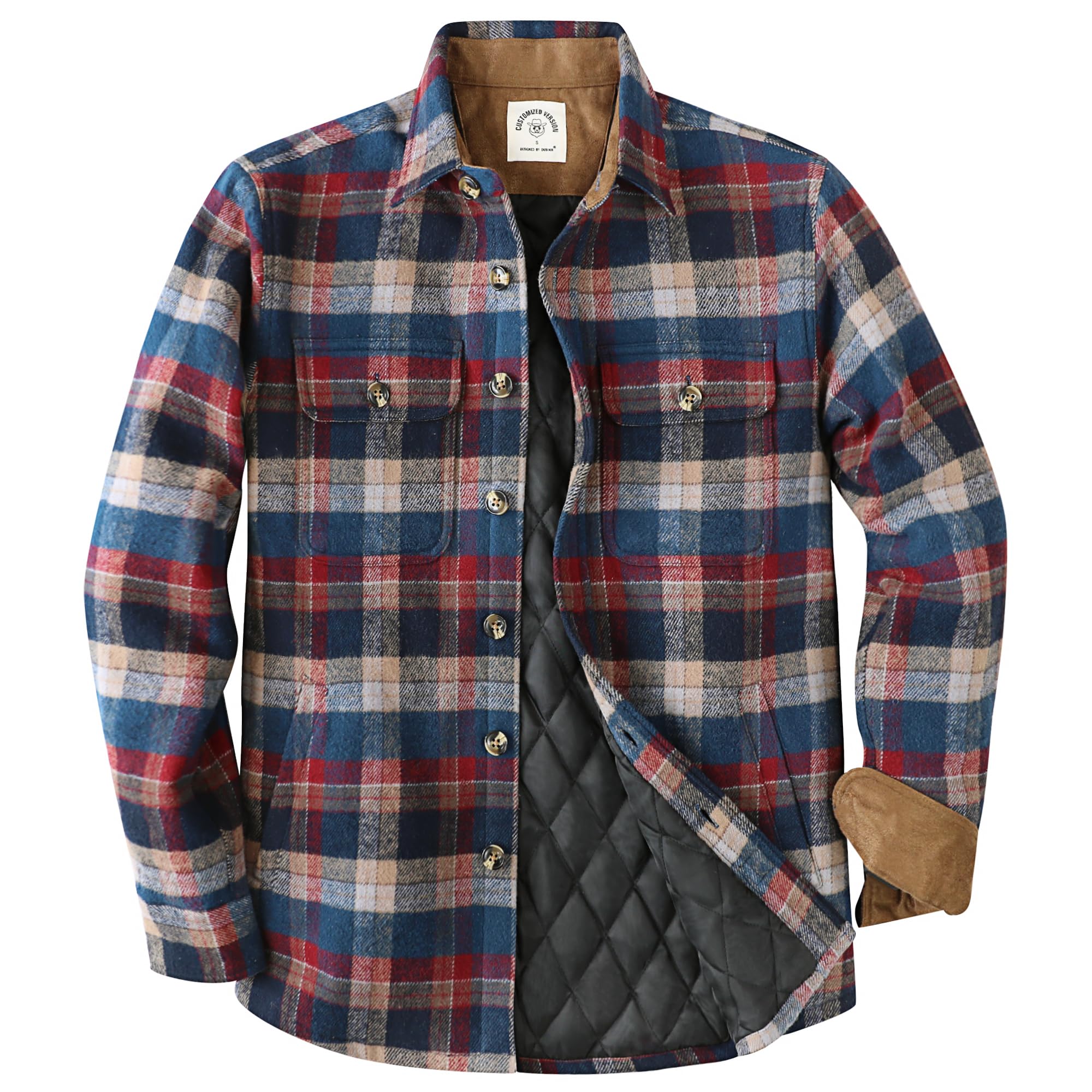 Dubinik® Men's Flannel Jacket Lightweight Checked Comfortable and Casual